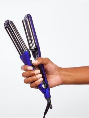 Hot Tools Titanium Waver Purple Hair Crimper Deep Wave Iron Dual Voltage